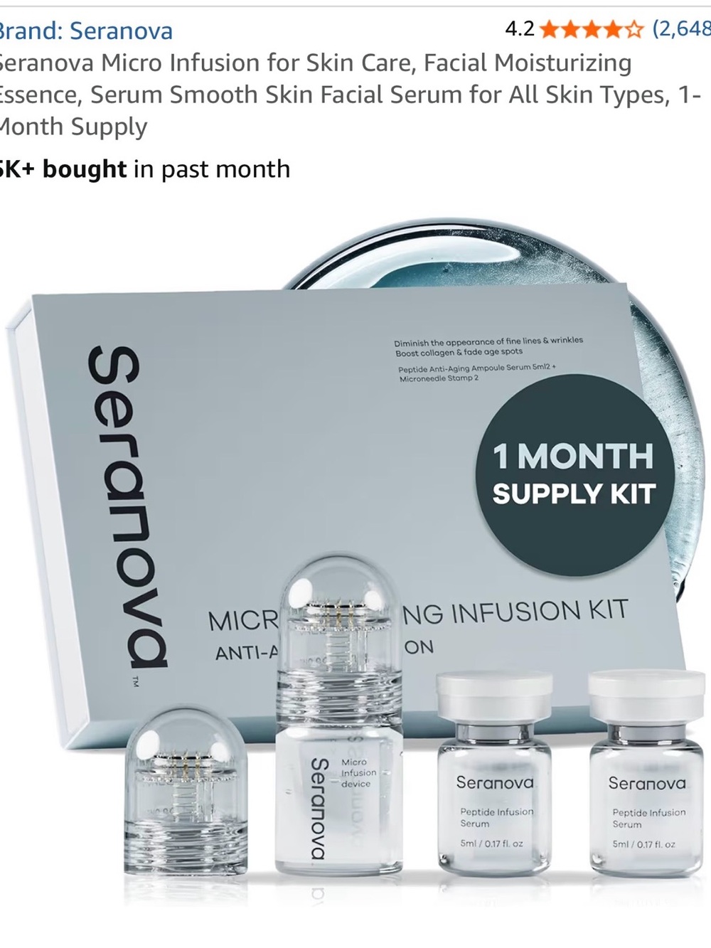 Seranova Microneedling Infusion Kit - 1 Month Supply NIB unopened
